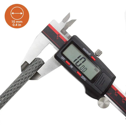 Caliper measuring Heavy Duty 15 Foot Security Cable With Loops 10mm Braided Steel Cable Cut Resistant Weatherproof