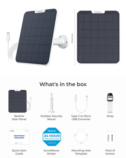 6W Solar Panel For Battery Cameras Waterproof Outdoor Power Supply with mount and accessories included in box