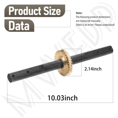 Measurement diagram of Replacement Tiller Shaft Tine Assembly For Mini Cultivators with dimensions and visible gear.