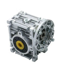 Heavy Duty Aluminum NMRV030 Worm Gear Reducer For Nema23 Motors, showcasing compact design and 14mm output bore.