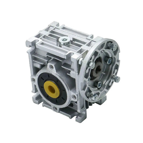 Heavy Duty Aluminum NMRV030 Worm Gear Reducer For Nema23 Motors, showcasing compact design and 14mm output bore.