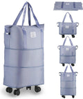 Expandable Rolling Duffle Bag With Wheels For Travel Under Seat Carry-On Duffel 18L To 44L Capacity Waterproof Oxford Exterior Durable