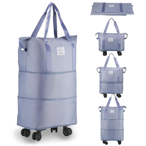 Expandable Rolling Duffle Bag With Wheels For Travel Under Seat Carry-On Duffel 18L To 44L Capacity Waterproof Oxford Exterior Durable