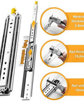 Heavy Duty Drawer Slides With Lock, 500 Lb Capacity, Full Extension, Side Mount Ball Bearing Rails, 68 Inch Length, 76mm Wide