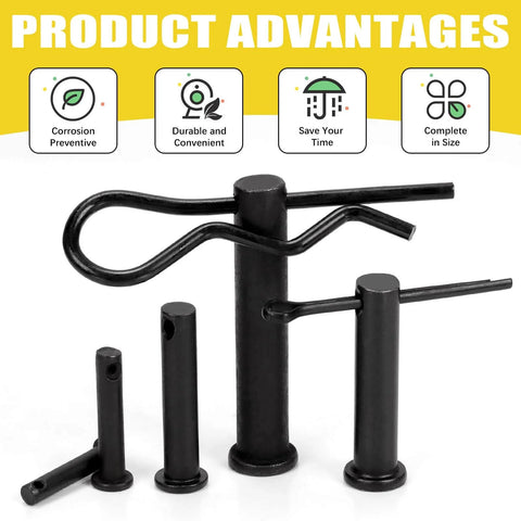 67-Piece Carbon Steel Clevis Pin And Cotter Pin Kit With Five Clevis Pin Sizes M5 To M12 Plus R Pins And Split Cotter Pins All In One Assortment For DIY Garage And Automotive Projects