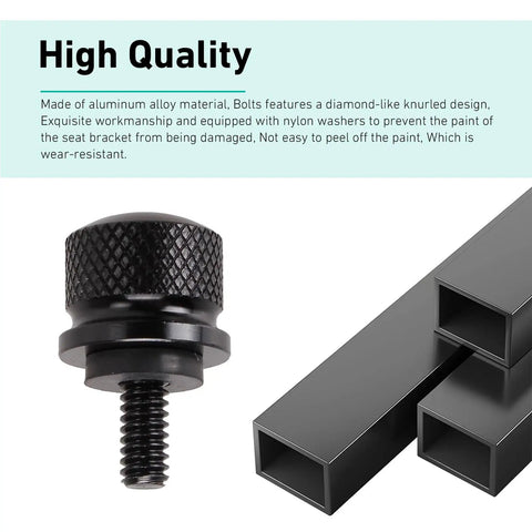 Knurled Aluminum Rear Seat Bolt Kit With Screws And Nuts for Harley Davidson 1996 Through 2024 Black Finish