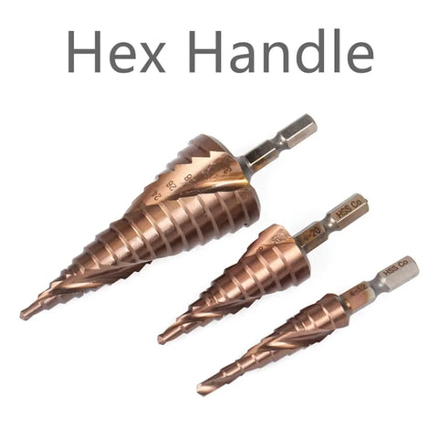 Hex Handle M35 cobalt step drill bits set 4-12mm with hex shank for stainless steel and thick metal