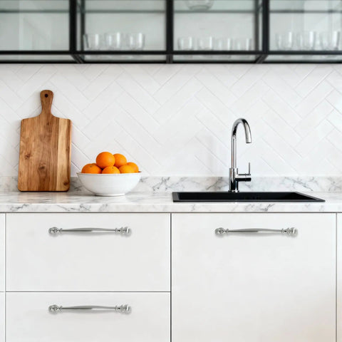 10 Pack Six And A Quarter Inch Brushed Satin Nickel Sleek Cabinet Handles Zinc Alloy Drawer Pulls For Kitchen And Furniture