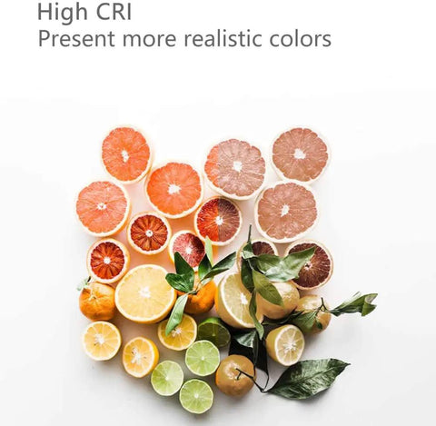 Various sliced citrus fruits under Gold 12 Inch Flush Mount Ceiling Light With 3 Color Temperature Adjustable From 3000K To 5000K.