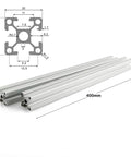 Two 400mm 2020 Aluminum Profile Extrusion Kit European Standard Anodized Silver Finish 6mm T Slot Ideal for DIY 3D Printer