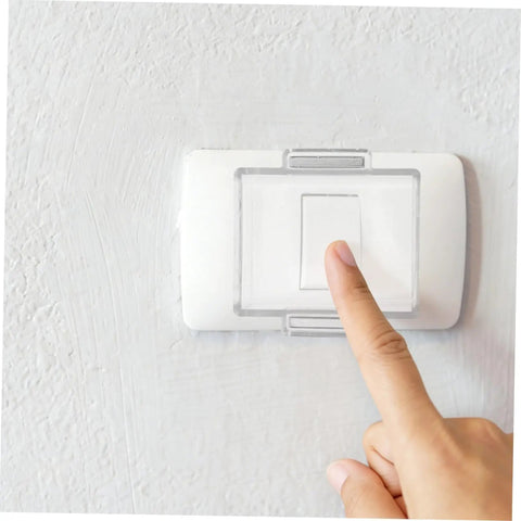 Finger operating Heavy Duty Push Button Guard Cover Protector for industrial machines, 50x40x20mm, on white panel