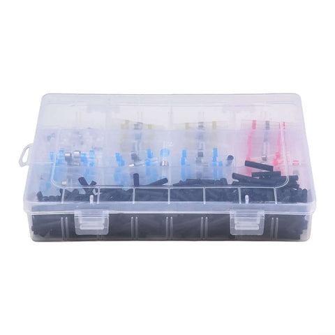 FABULETTA 400-Piece Solder Seal Wire Connectors Kit With Heat Shrink Tubing And Waterproof Butt Terminals For Auto Marine Electronics Assorted Color Coded Insulation Sleeves Making Wiring Easy clear organizer box