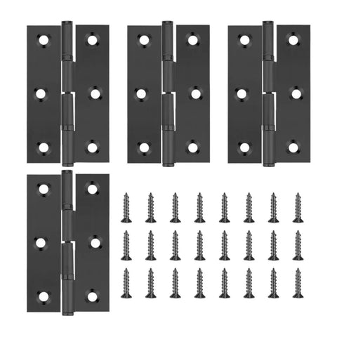 Rotating Concealed Door Hinges Set 20 Pieces Black Stainless Steel Folding Butt Cabinet Hardware With Screws Easy To Install