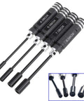 4 Piece Hex Nut Key Socket Set For RC Hobbyists Cars Trucks Boats And Planes Includes 4.0mm 5.5mm 7.0mm 8.0mm Sockets Steel Tools