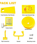 Emergency Eye Wash Station Wall Mounted With Eyewash Sign, dual spray faucet, stainless steel, ABS, shown disassembled in pack list