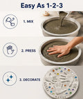 DIY Handprint Stepping Stone Kit For Garden Easy No Mess Large 14 Inch Cement Footprint Stone Concrete Mold Outdoor Patio Walkway Paver Weatherproof Keepsake Personalized Family Art Craft steps: mix, press, decorate.
