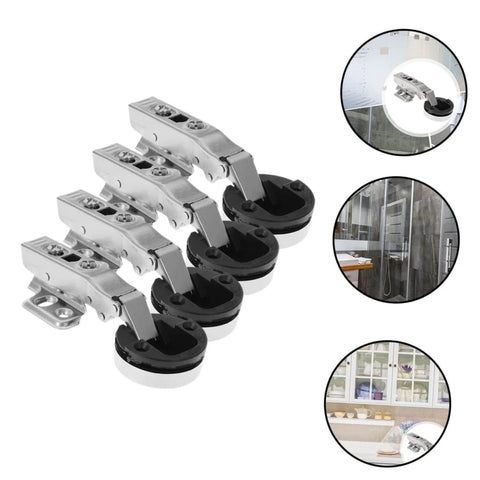 Hydraulic Glass Door Hinges 4 Pack For Frameless Cabinets And Cupboards With Soft Close Damping Silver Finish Durable Cold Rolled Steel Construction