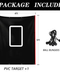 Backstop 4Ft By 6Ft Batting Cage Target Backdrop With Strike Zone including 8 bungee cords, PVC black with white zone