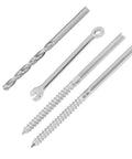 316 Stainless Steel Swage Lag Screw Kit includes wrench and drill bit for one eighth inch cable railing hardware for wood posts
