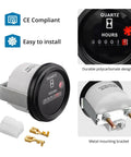 Keep Track Of Engine Hours With This Rugged Quartz Hour Meter For 6V To 80V Systems, 12V Industrial Gauge With Metal Mount Bracket, Anti Vibration, Waterproof Design For Indoor And Vehicle Use. Quartz hour meter with metal bracket and wiring terminals