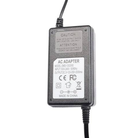 Close-up of AC adapter for Plug And Play Adjustable Power Supply 100-240V AC To DC 3-12V 2A 24W Dimmer Transformer