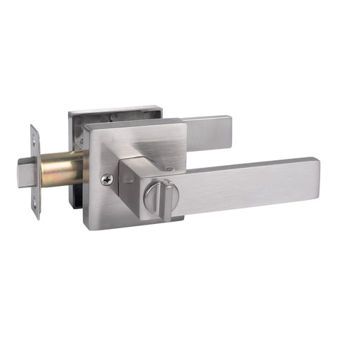 Privacy Square Satin Nickel Door Lever Sets 6 Pack Reversible For Left Or Right Handed Doors Keyless Entry Contemporary Square Style