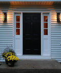 Front porch with Dope Outdoor Wall Lanterns Set Of Two In Solid Brass, Waterproof Exterior Sconces by door, clear tempered glass.