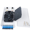 Eight Port SC Fiber Optic Terminal Box For Termination And Distribution, Easy Wire Entry Design, open view showing ports and components