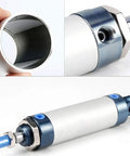Mini Pneumatic Air Cylinder 25mm Bore 100mm Stroke Dual Action With Screwed Piston Rod One Eighth NPT Port Heavy Duty Aluminum Alloy Body 145 Psi Max Pressure For Industrial Machines.