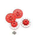 On Road RC Car Parts Kit With Metal Brake Discs Wheel Rims 12mm Hex Adapters For One Tenth Scale Racing Cars in red and silver view