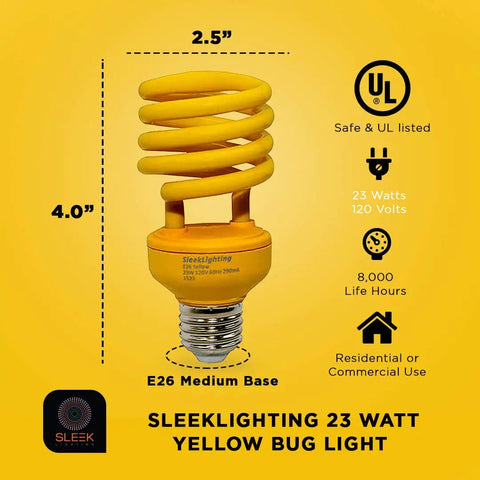 Black Light 23 Watt Spiral CFL Bulbs 120V E26 Base UL Approved Energy Saver Pack Of 4 For Party Glow Indoor Outdoor Night Fun