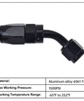 6AN Hose End Fitting 45 Degree Swivel For CPE Braided Hose Black Aluminum 6061 T6 Built Tough With 9/16-18 UNF Thread Compatible With Stainless Steel And Nylon Braided Hoses., black 45° swivel hose end fitting with 9/16-18 UNF thread