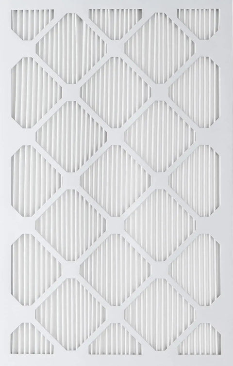 MERV 11 Tru Mini Pleat Furnace Air Filter 15.5 x 24.5 x 0.75 In Actual Size, Heavy Duty Media For Extended Durability And Superior Filtration, 6 Pack Now, front view with white pleated design.