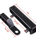 Premium Golf Cart Trailer Hitch Receiver Universal Fit For Club Car Ezgo Yamaha, heavy duty black metal with dimensions.