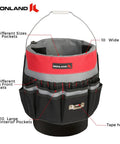 Bucket Tool Organizer Caddy Fits 3.5 to 5 Gallon Buckets, 51 Pockets for Garden, Construction, Carpenter, Electrician, Welding and Builder, Red and Black Heavy Duty Tool Holder.