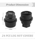 24Pcs Wheel Lug Nut Covers M27x2.0 Bolt Caps dimensions showing height and width