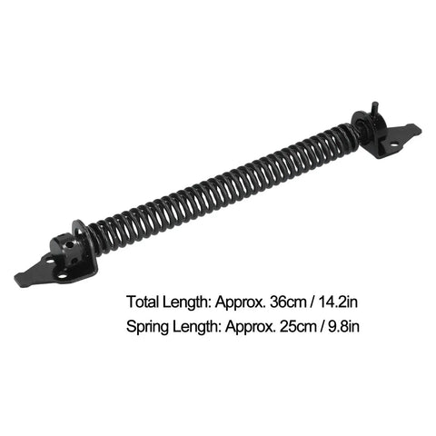 Heavy Duty Self Closing Gate Spring Kit For Outdoor Fence Adjusts Carbon Steel Retractor Tool Stops Animals And Locks Automatically, 36cm black
