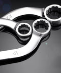 Close-up of chrome vanadium 12-point spanners from Five Piece Steel Box Wrench Set With 12 Point Metal Socket Spanners For Automotive.