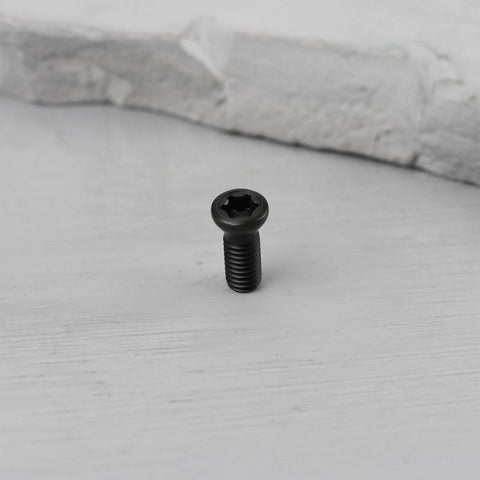 Premium M3.5 X 10 Millimeter Torx Drive Screws For Cnc Lathe Tool Holders And Carbide Inserts, single black steel screw on white surface.