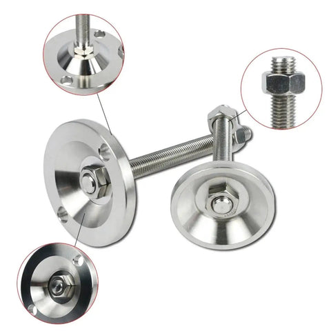 Rock Solid Heavy Duty Furniture Leveling Feet Built Tough With Heavy Hitter 304 Stainless Steel Adjustable Levelers for machinery cabinets.