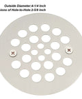 Solid Heavy Duty Shower Strainer Drain Cover With Screw In Trim Set Rust Resistant Brushed Nickel Finish, 4.25 inch diameter.