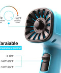 Close-up of Powerful 1200W Heat Gun With Dual Temperature Settings 60C To 500C Heats Up Fast To 932F Includes 2 Nozzles, showing controls.