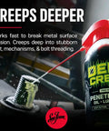 Deep Creep Penetrating Lubricant 12 Oz Spray For Automotive Marine Industrial Tools Locks And Machinery Rust Remover Moisture Displacer Cleaner Multi Purpose Rust Busting Action For Stubborn Bolts Nuts Hinges And Fittings 12 Pack shown spraying on metal bolt