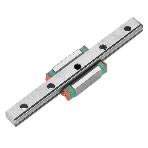 LML9B 100mm Miniature Linear Motion Rail Kit for CNC Machines and 3D Printers with block, showing rail and block close-up