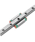 Miniature 9mm wide rail guide slide block with steel bearings, model LML9B, showing two-piece set for CNC machines