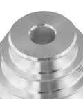 Close-up view of aluminum Pagoda Pulley Wheel Set For Benchtop Drill Press With 5 Step Transmission 14mm and 22mm sizes
