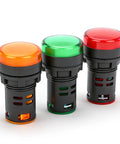 Industrial 22mm LED Indicator Light 220V AC Pilot Signal Lamp for Machinery Control Circuits, three-color set.