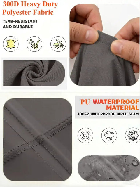 Heavy Duty Round Patio Table And Chair Cover material details and waterproof features illustration