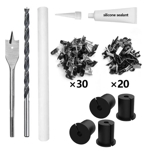 Heavy Duty One Inch Wall Grommet Cable Pass Through Kit For Starlink Routers And Ethernet Adapters Smooth Masonry Routing Bushings with tools and accessories