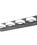 Black Sleek Dimmable LED Vanity Light With Four Lights Modern Stainless Steel And Acrylic Rotatable 360 Degree Wall Fixture For Bathroom Over Mirror